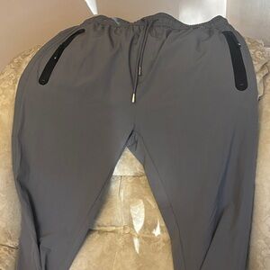 Men's Grey Athletic Jogger Pants - Drawstring Waist